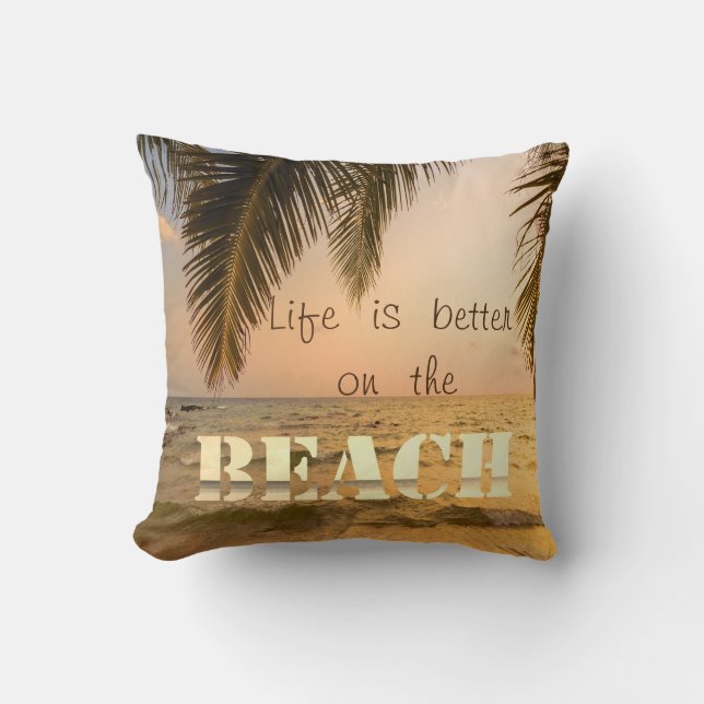 Adorable Beach Sunset Palm Cushion (Front)