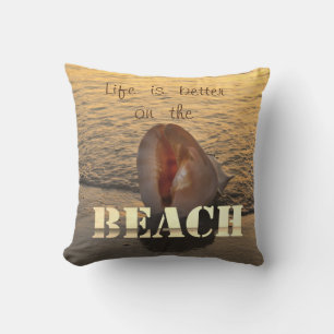 Adorable Beach Sunset Seashell Sand Cushion