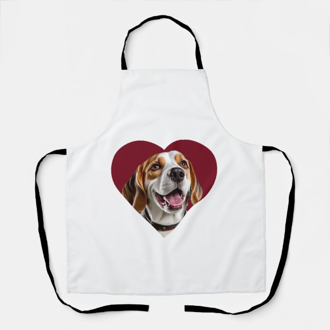 Adorable Beagle in Heart Shape Design Apron (Front)