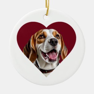Adorable Beagle in Heart Shape Design Ceramic Tree Decoration