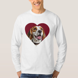 Adorable Beagle in Heart Shape Design T-Shirt