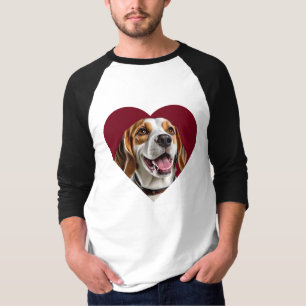 Adorable Beagle in Heart Shape Design T-Shirt