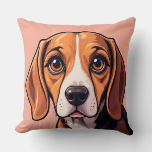 Adorable Beagle Portrait 🐾💛 Cosy Cute Pet Design Cushion