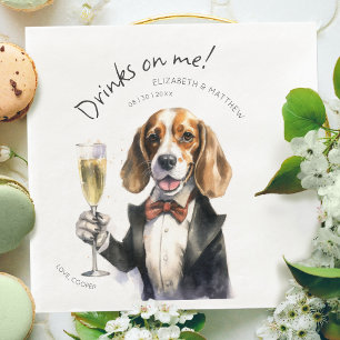 Adorable Beagle Waiter Watercolor Customisable Napkin