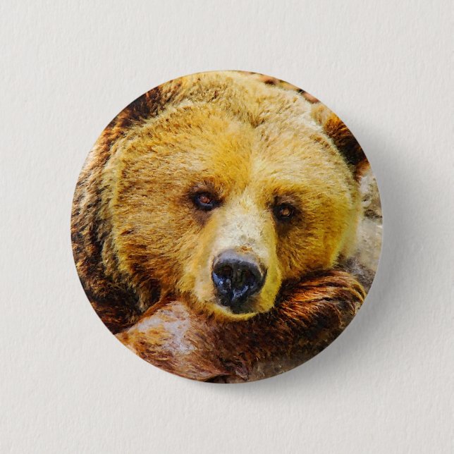 Adorable Bear Face Woodland Animal 6 Cm Round Badge (Front)