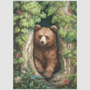 Adorable Bear in The Forest Decoupage Tissue Paper