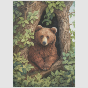 Adorable Bear in The Forest Decoupage Tissue Paper