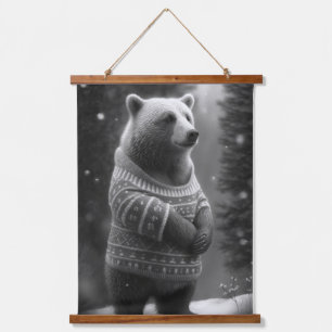 Adorable Bear Wearing a Cosy Sweater Hanging Tapestry
