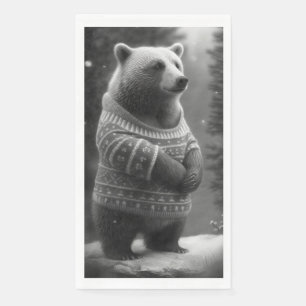 Adorable Bear Wearing a Cosy Sweater Napkin