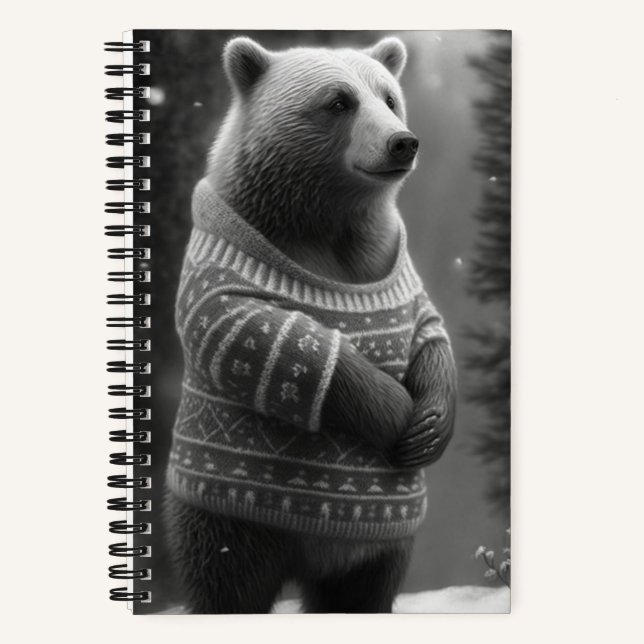 Adorable Bear Wearing a Cosy Sweater Notebook (Front)
