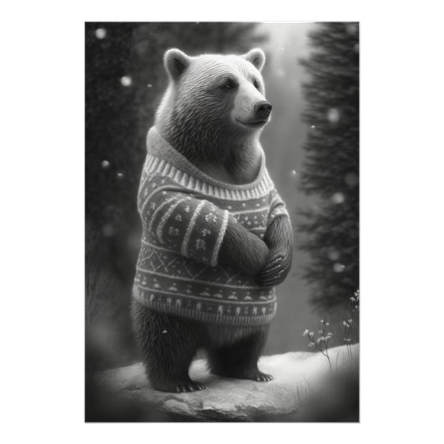 Adorable Bear Wearing a Cosy Sweater Photo Print (Front)