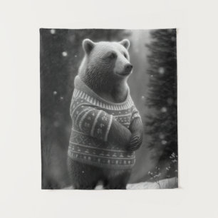 Adorable Bear Wearing a Cosy Sweater Tapestry