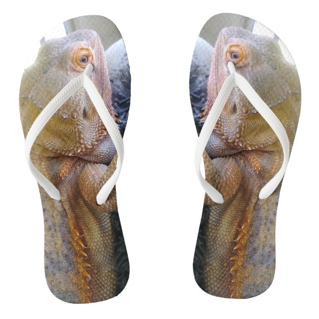 Adorable Bearded Dragon Photo Print Flip Flops (Footbed)