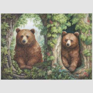 Adorable Bears in The Forest Decoupage Tissue Paper