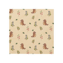 Adorable Beaver and Forest Berries Pattern