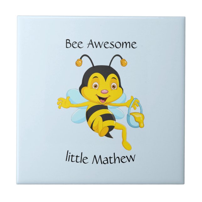 Adorable Bee Boy Cartoon Tile (Front)