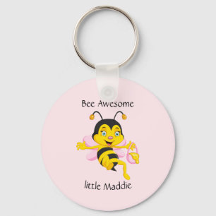 Adorable Bee Girl Cartoon Key Ring