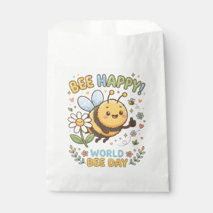 Adorable "Bee Happy!" Illustration for World Bee D Favour Bags