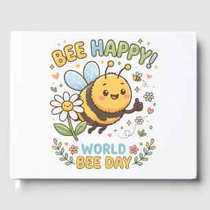 Adorable "Bee Happy!" Illustration for World Bee D Guest Book