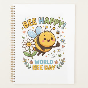 Adorable "Bee Happy!" Illustration for World Bee D Planner