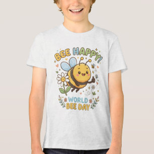Adorable "Bee Happy!" Illustration for World Bee D Tri-Blend Shirt