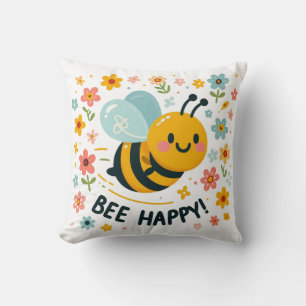Adorable Bee Happy Pillow