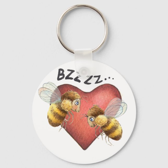 Adorable Bees and Heart Shape Key Ring (Front)