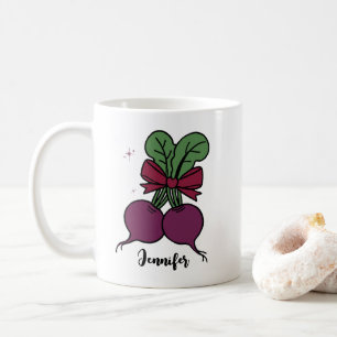 Adorable beets root vegetable personalised name coffee mug
