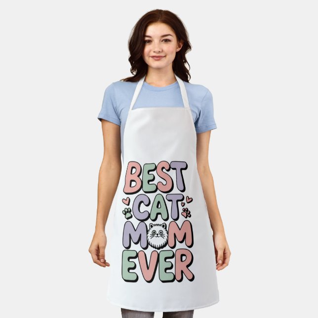 Adorable Best Cat Mum Ever All-Over Print Apron (Worn)