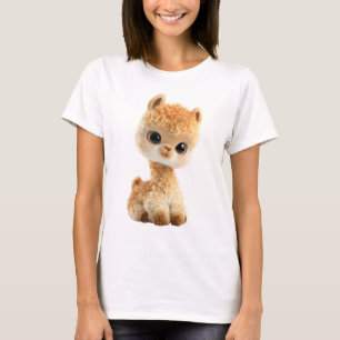 Adorable Big Eyed Curly Fluffy Alpaca Women T-Shirt