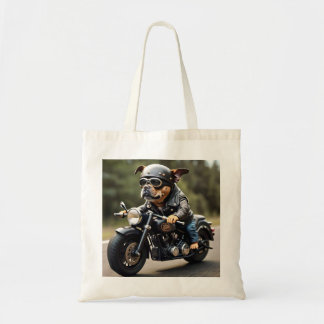 Adorable Biker Dog Tote Bag