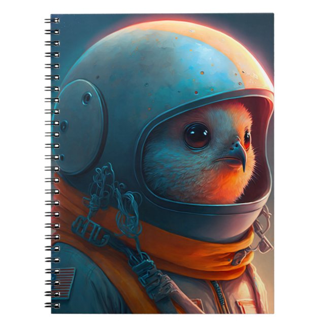 Adorable Bird Astronaut Notebook (Front)