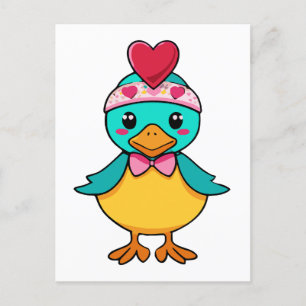 Adorable Bird with Heart Postcard