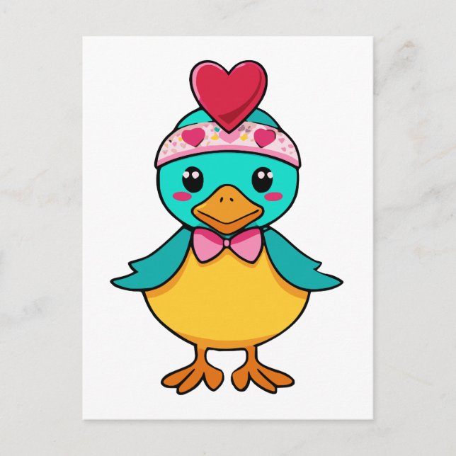 Adorable Bird with Heart Postcard (Front)