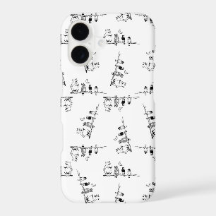 Adorable Birds Bear & Owl Pattern Black & White