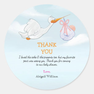 Adorable Birds Carrying Girls Baby Shower Gift  Classic Round Sticker