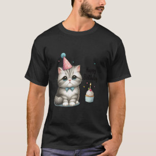 Adorable Birthday Celebration Cat Kitty Party Hat T-Shirt