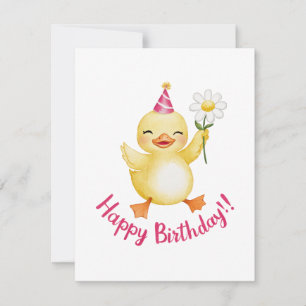 Adorable Birthday Chick Design with Daisy Holiday Card