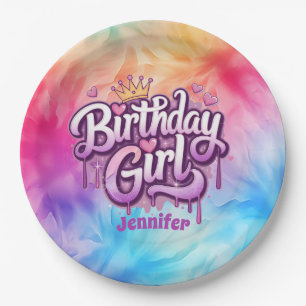 Adorable Birthday Girl Paper Plate