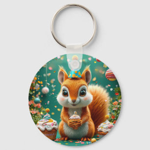 Adorable birthday Squirrel Key Ring