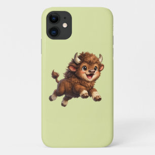 Adorable Bison Playfully Running with a Joyful iPhone 11 Case