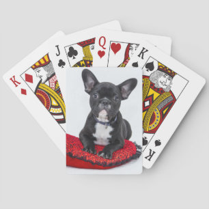 Adorable Black and White Bulldog Puppy Photo Playing Cards