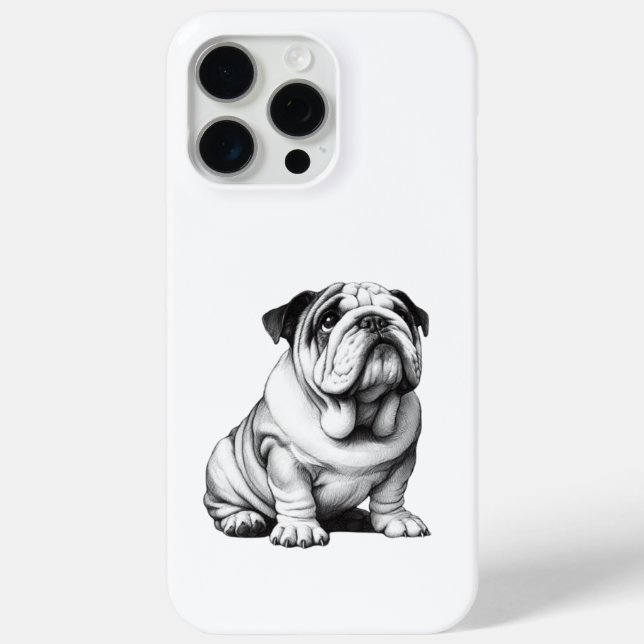 Adorable black and white bulldog sketch Case-Mate iPhone case (Back)
