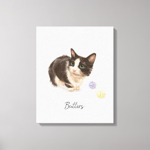 Adorable Black And White Cat Named Butters Canvas Print