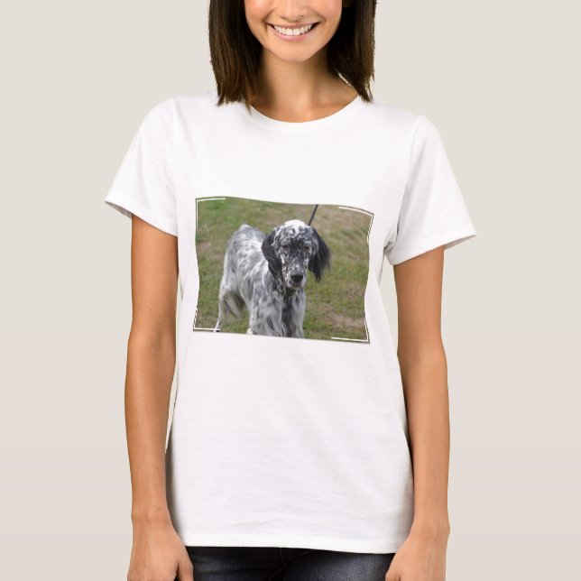 Adorable Black and White English Setter T-Shirt (Front)