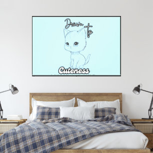 Adorable Black and White Kitten Art Canvas Print