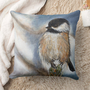 Adorable Black Capped Chickadee Bird Cushion