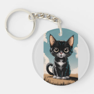 Adorable Black Cat Keychain