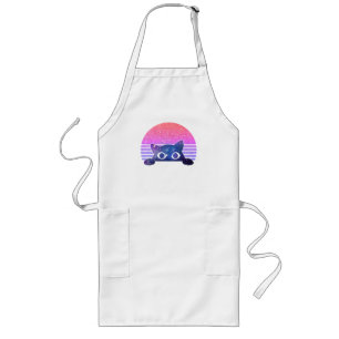 Adorable Black Cat Peeking – Cute Feline Long Apron