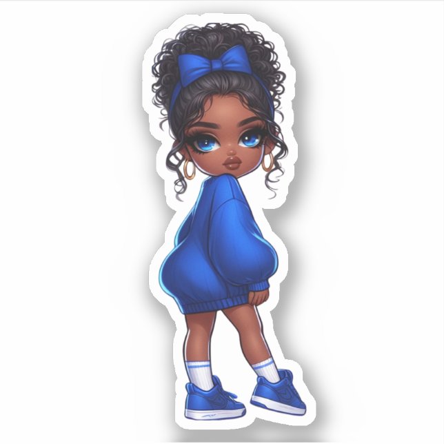 adorable black girl in blue (Front)